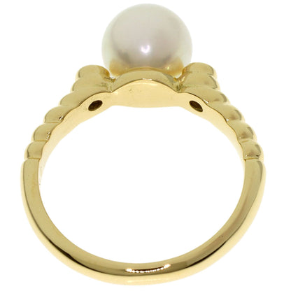 CHRISTIAN DIOR Pearl Pearl 2P Diamond Ring K18 Yellow Gold Ladies [Used]