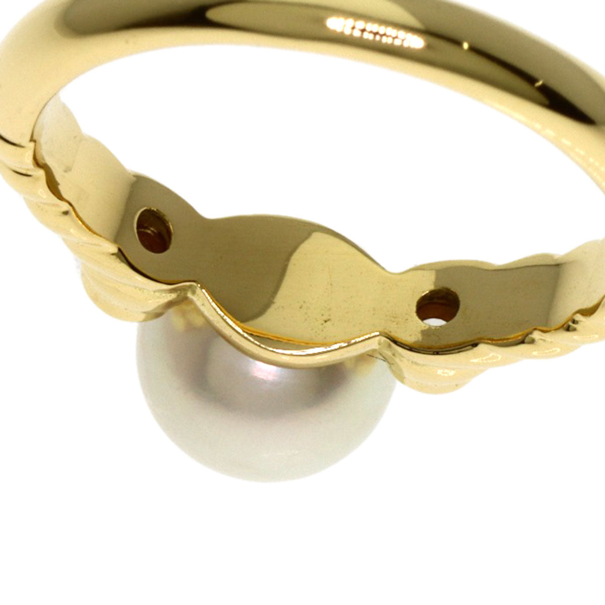 CHRISTIAN DIOR Pearl Pearl 2P Diamond Ring K18 Yellow Gold Ladies [Used]