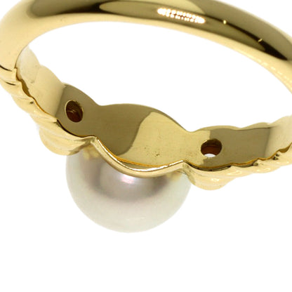 CHRISTIAN DIOR Pearl Pearl 2P Diamond Ring K18 Yellow Gold Ladies [Used]