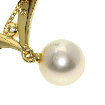 MIKIMOTO Pearl Pearl 1P Diamond Necklace K18 Yellow Gold Ladies [Used]