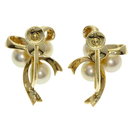 MIKIMOTO Pearl Pearl Ribbon Earring K14 Yellow Gold Ladies [Used]