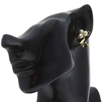 MIKIMOTO Pearl Pearl Ribbon Earring K14 Yellow Gold Ladies [Used]