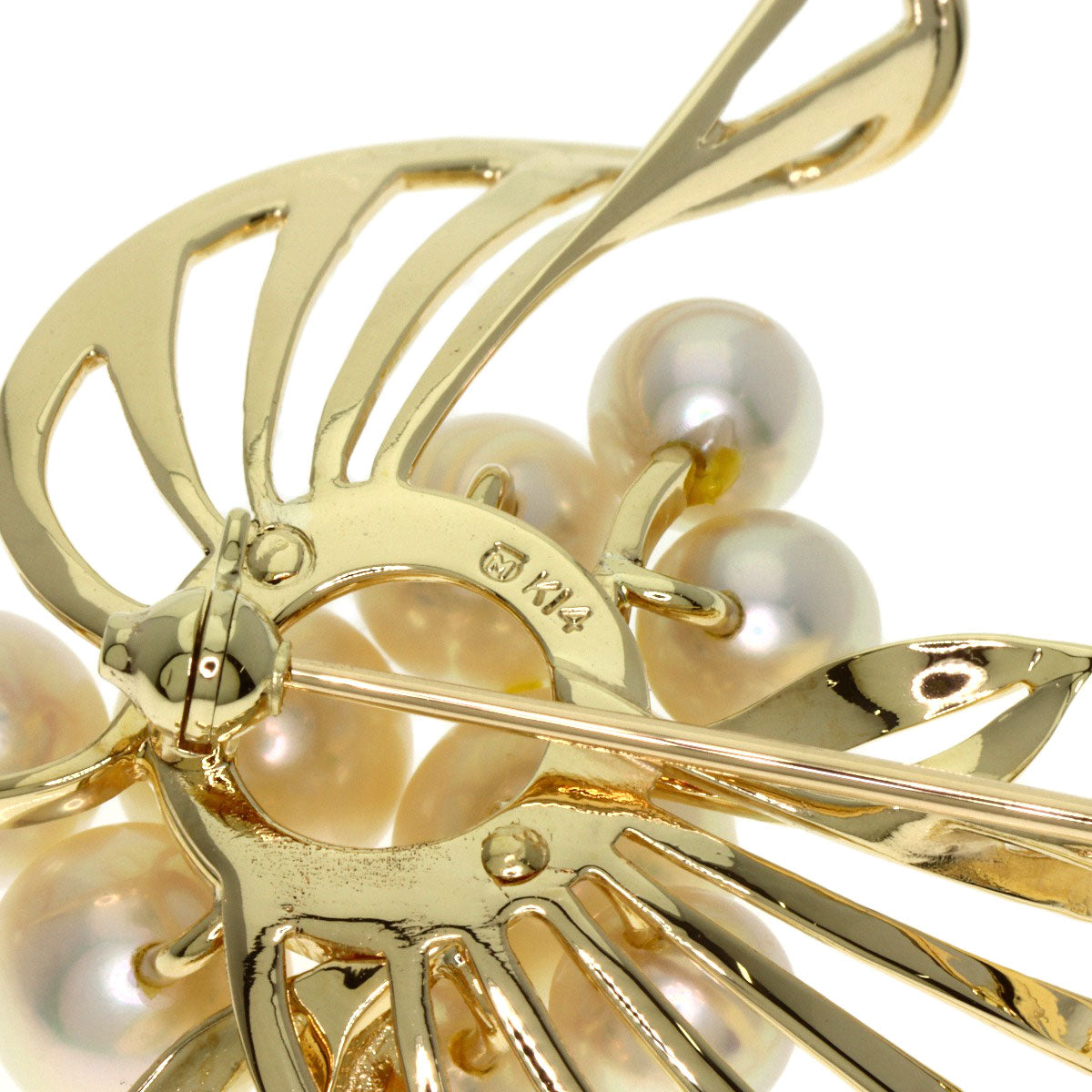 MIKIMOTO Pearl Pearl Brooch K14 Yellow Gold Ladies [Used]