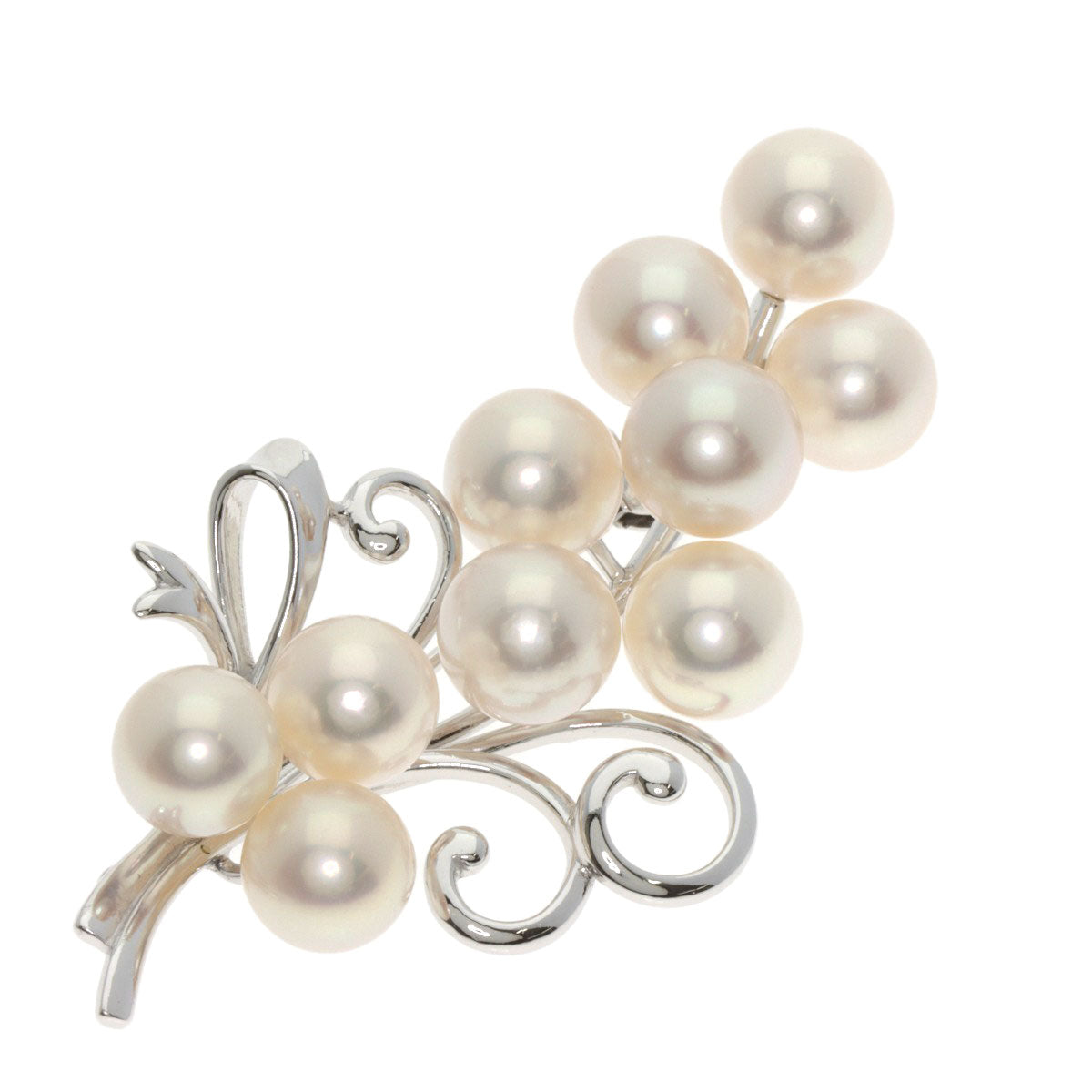 MIKIMOTO Pearl Pearl Brooch K14 White Gold Ladies [Used]