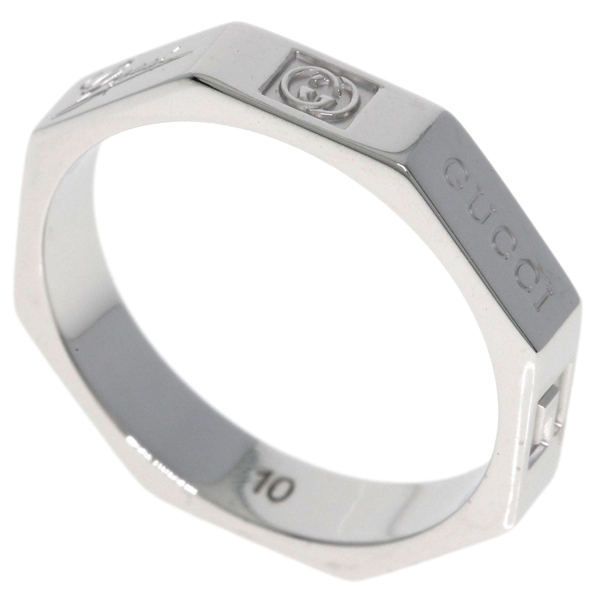 GUCCI Octagonal # 10 Ring K18 White Gold Ladies [Used]