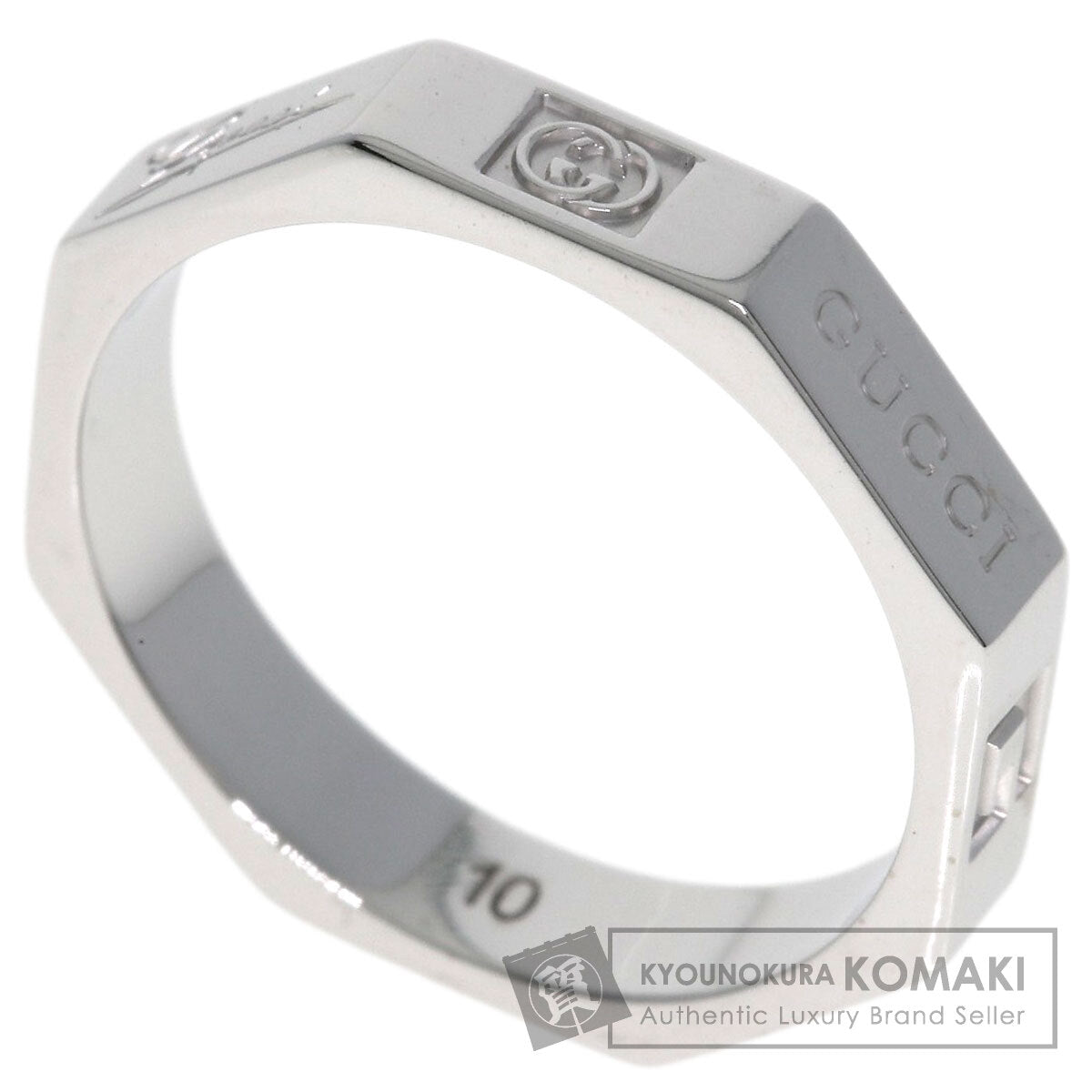 GUCCI Octagonal # 10 Ring K18 White Gold Ladies [Used]