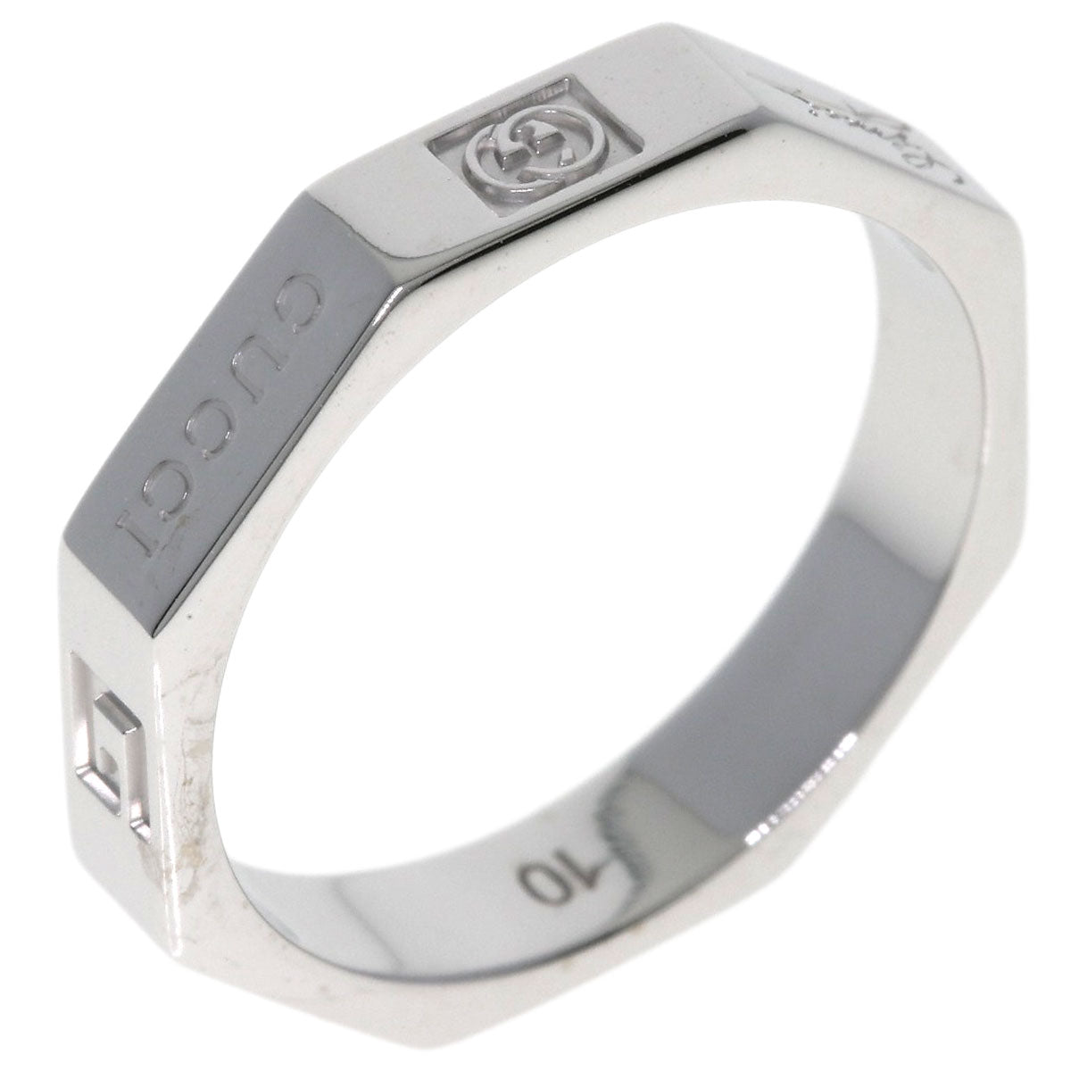 GUCCI Octagonal # 10 Ring K18 White Gold Ladies [Used]