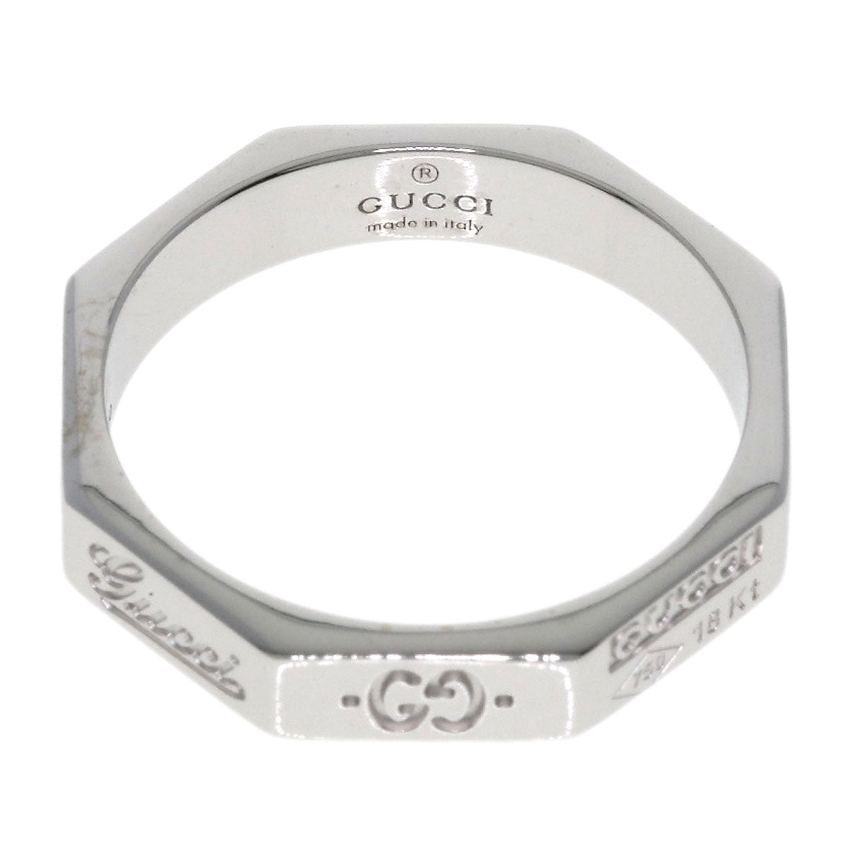 GUCCI Octagonal # 10 Ring K18 White Gold Ladies [Used]