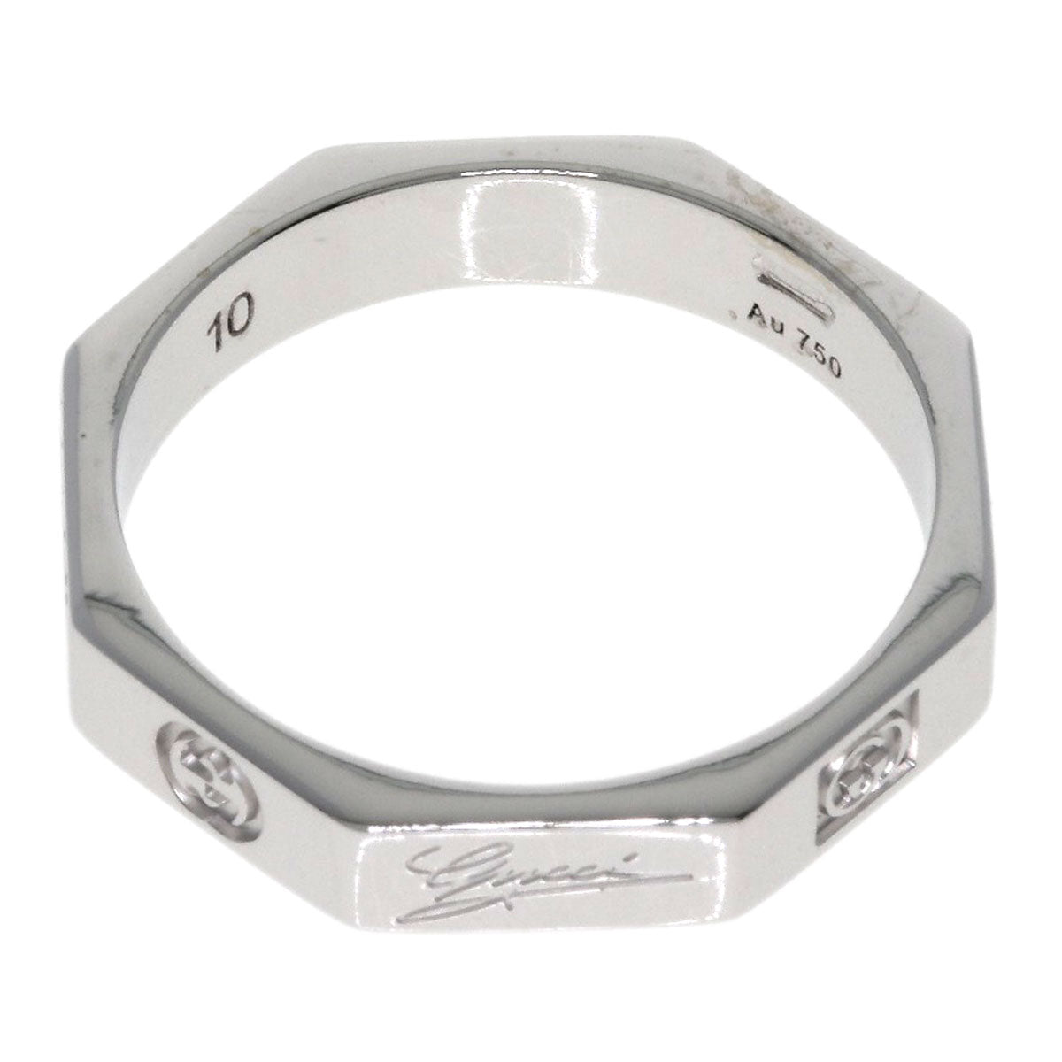 GUCCI Octagonal # 10 Ring K18 White Gold Ladies [Used]