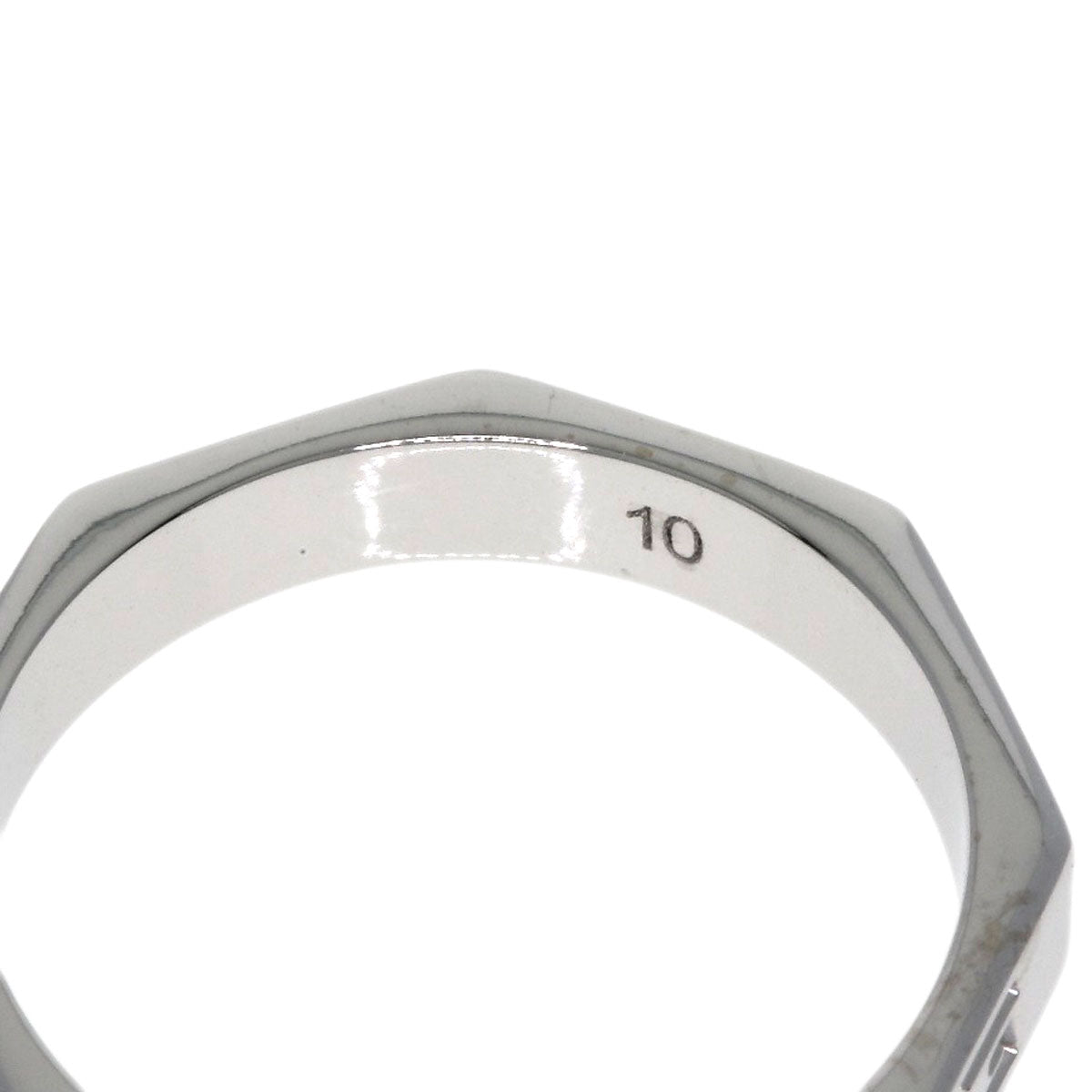 GUCCI Octagonal # 10 Ring K18 White Gold Ladies [Used]