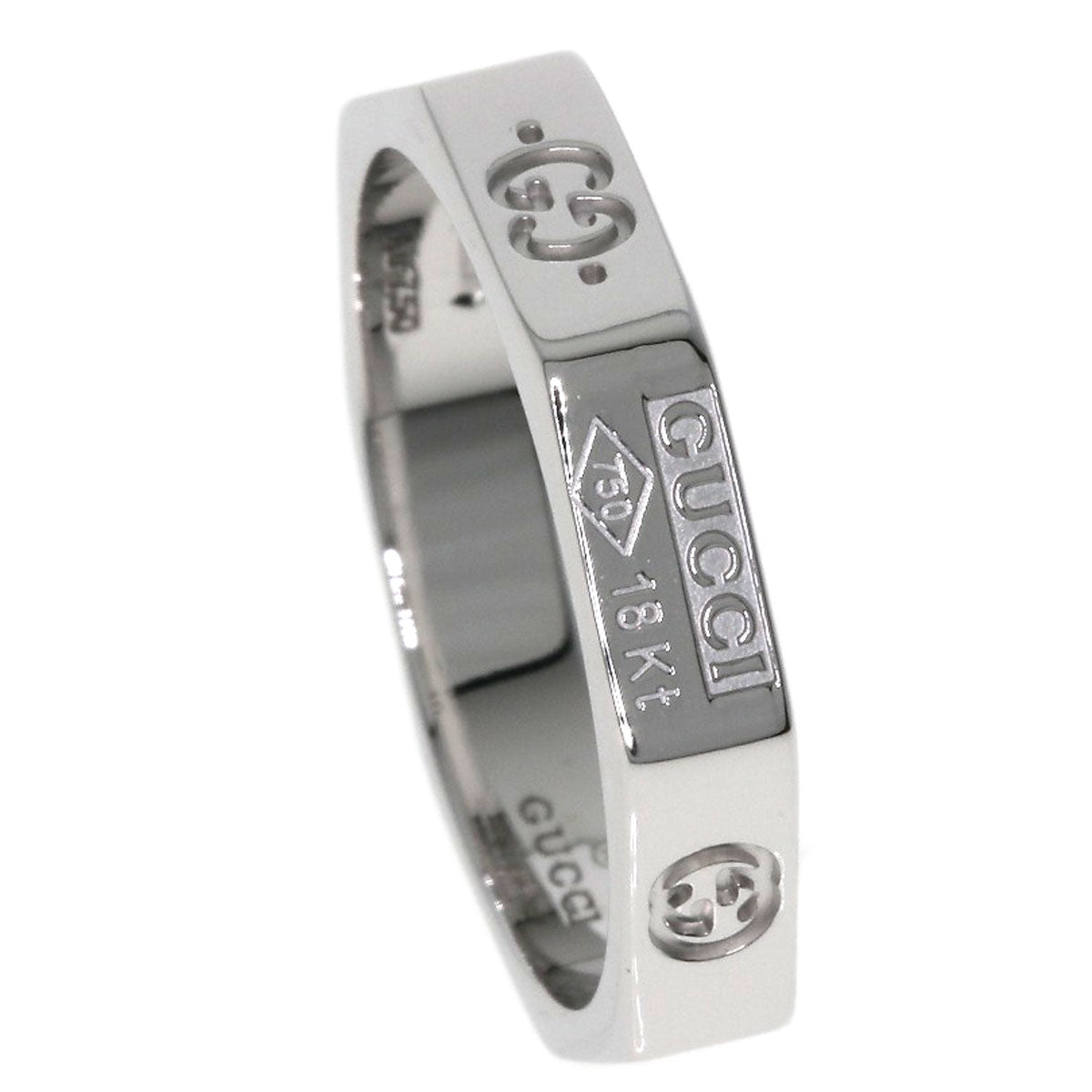 GUCCI Octagonal # 10 Ring K18 White Gold Ladies [Used]