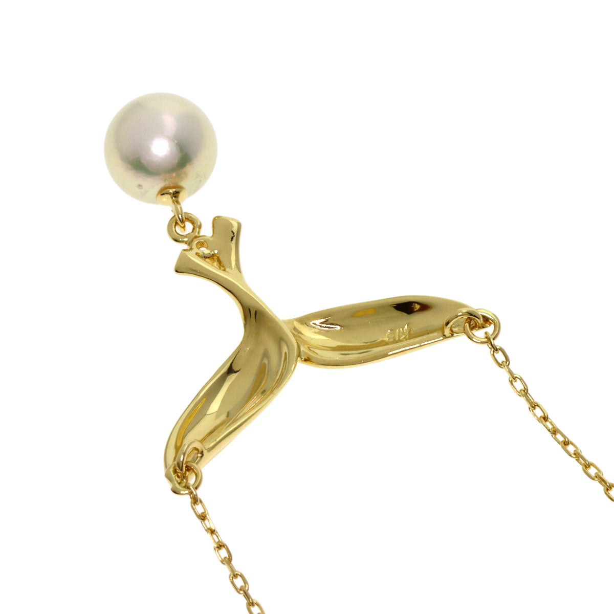 MIKIMOTO Pearl Pearl 1P Diamond Necklace K18 Yellow Gold Ladies [Used]