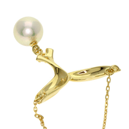 MIKIMOTO Pearl Pearl 1P Diamond Necklace K18 Yellow Gold Ladies [Used]