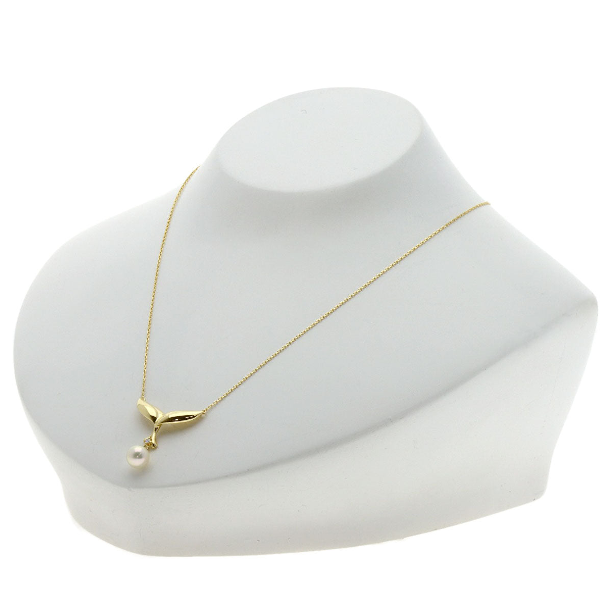 MIKIMOTO Pearl Pearl 1P Diamond Necklace K18 Yellow Gold Ladies [Used]