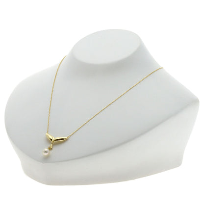 MIKIMOTO Pearl Pearl 1P Diamond Necklace K18 Yellow Gold Ladies [Used]