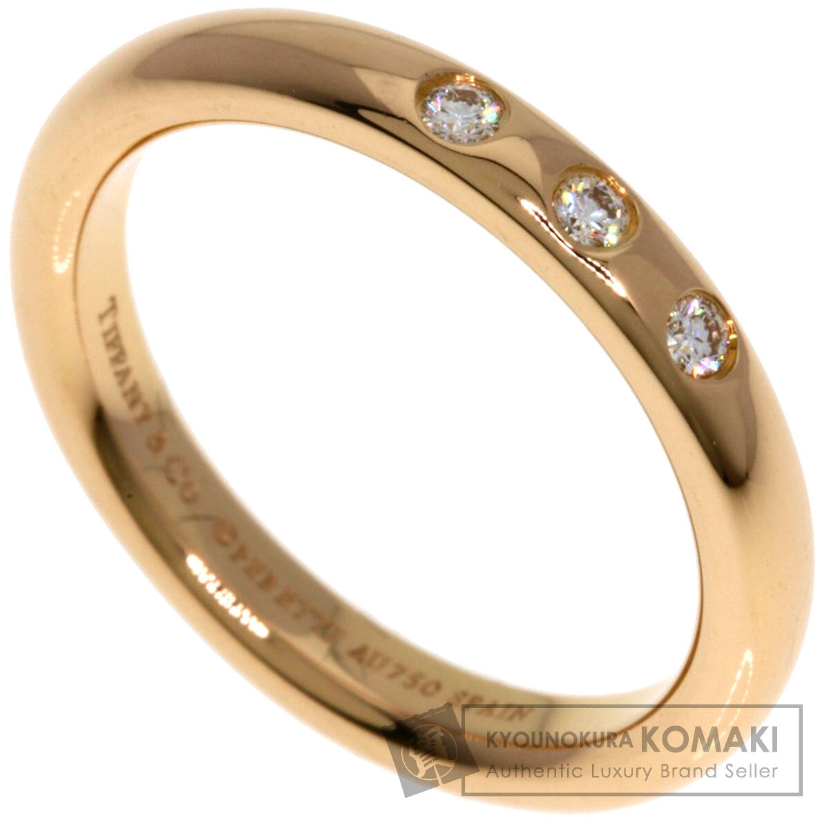 TIFFANY&Co. Stacking band 3P Diamond Ring K18 Pink Gold Ladies [Used]