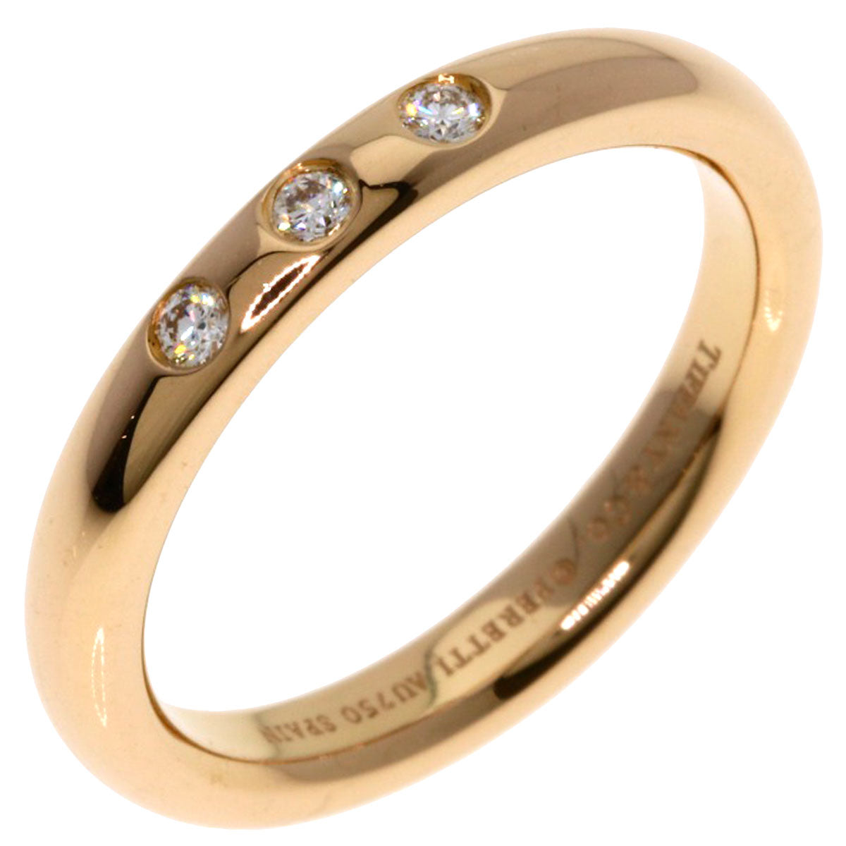 TIFFANY&Co. Stacking band 3P Diamond Ring K18 Pink Gold Ladies [Used]