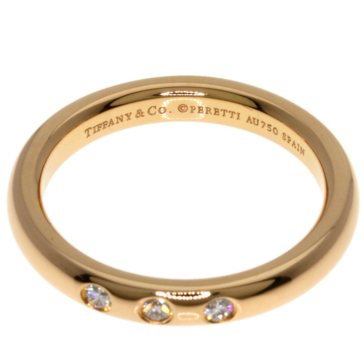 TIFFANY&Co. Stacking band 3P Diamond Ring K18 Pink Gold Ladies [Used]