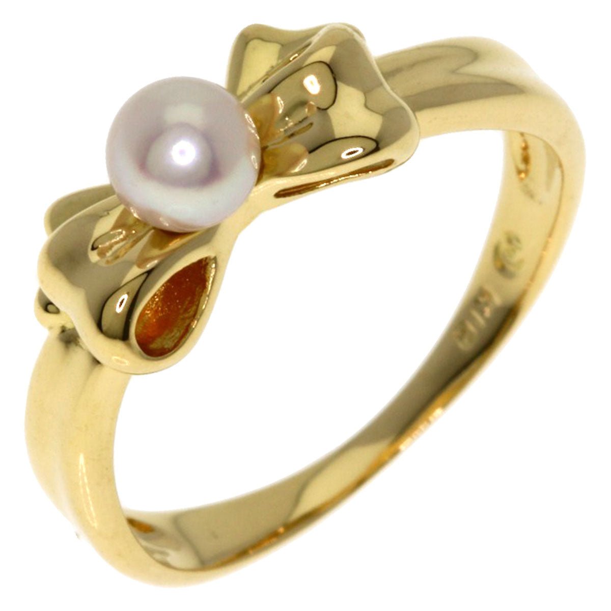 TASAKI Ribbon Pearl Pearl Ring K18 Yellow Gold Ladies [Used]