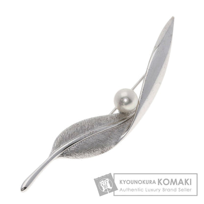 MIKIMOTO Leaf Akoya Pearl Pearl Brooch K18 White Gold Ladies [Used]