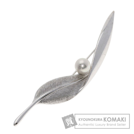MIKIMOTO Leaf Akoya Pearl Pearl Brooch K18 White Gold Ladies [Used]