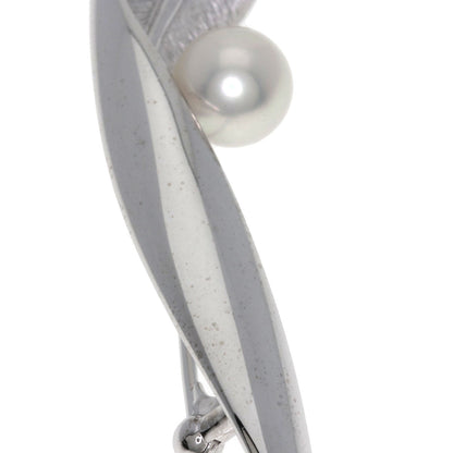 MIKIMOTO Leaf Akoya Pearl Pearl Brooch K18 White Gold Ladies [Used]
