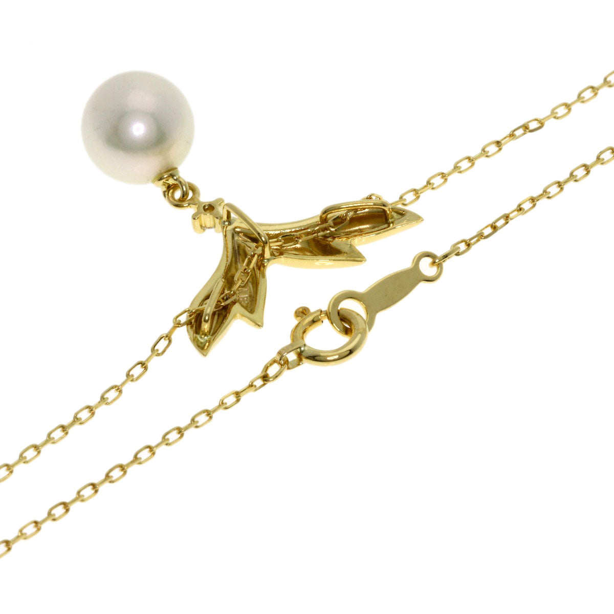 MIKIMOTO Pearl Pearl Diamond Necklace K18 Yellow Gold Ladies [Used]