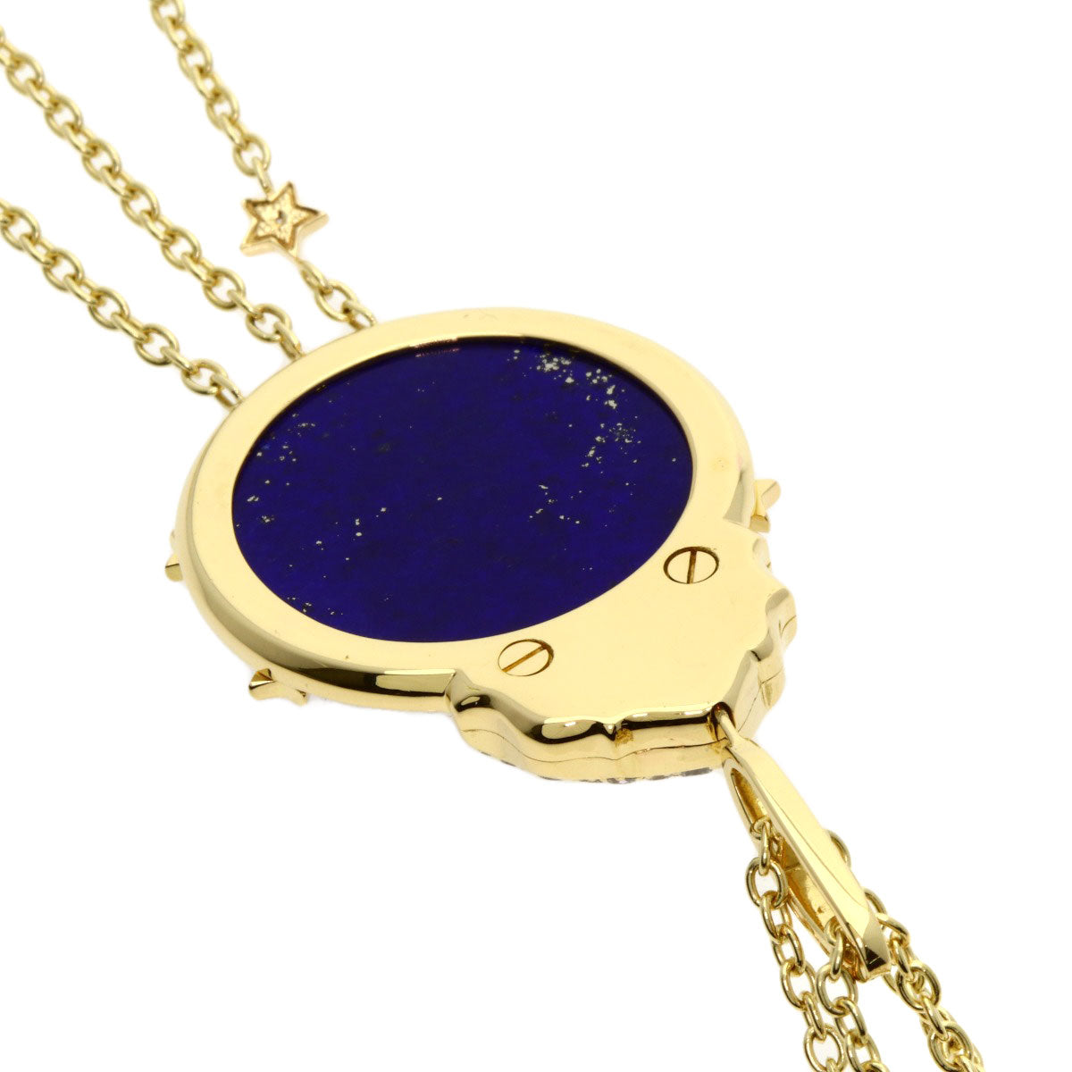 CHANEL Sur Signe Durion Lapis Lazuli & Azure stone Diamond Necklace K18 Yellow Gold Ladies [Used]
