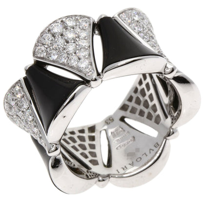 BVLGARI Diva Dream Onyx Diamond #53 Ring K18 White Gold Ladies [Used]