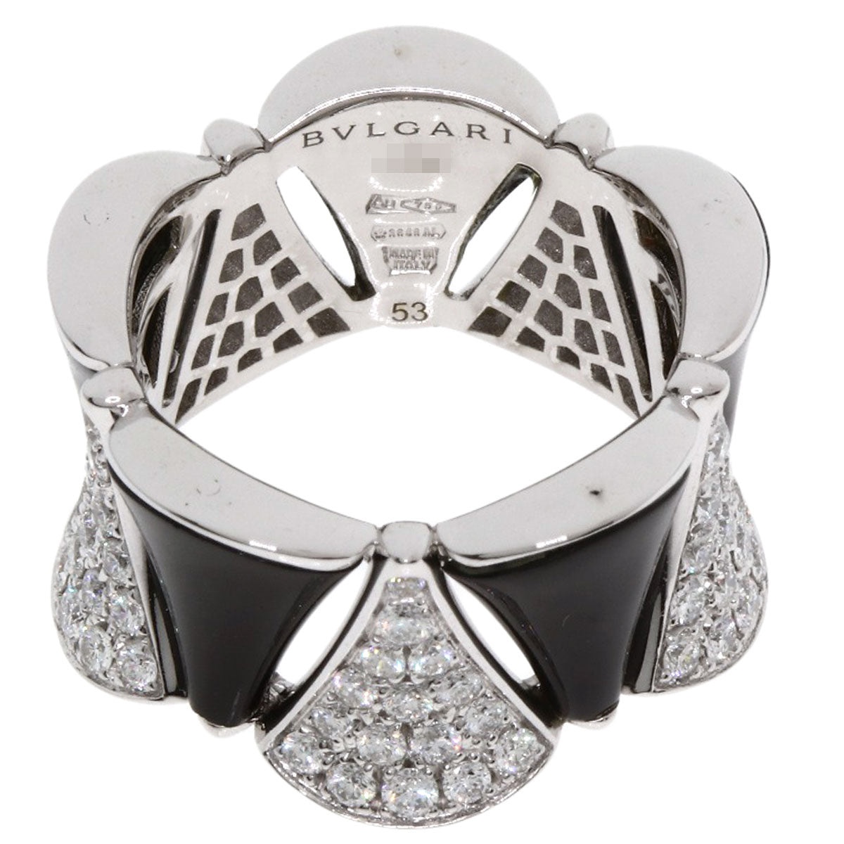 BVLGARI Diva Dream Onyx Diamond #53 Ring K18 White Gold Ladies [Used]