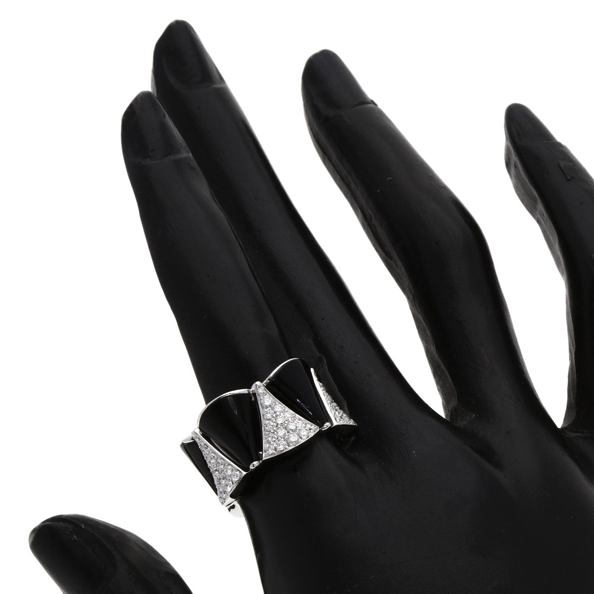 BVLGARI Diva Dream Onyx Diamond #53 Ring K18 White Gold Ladies [Used]