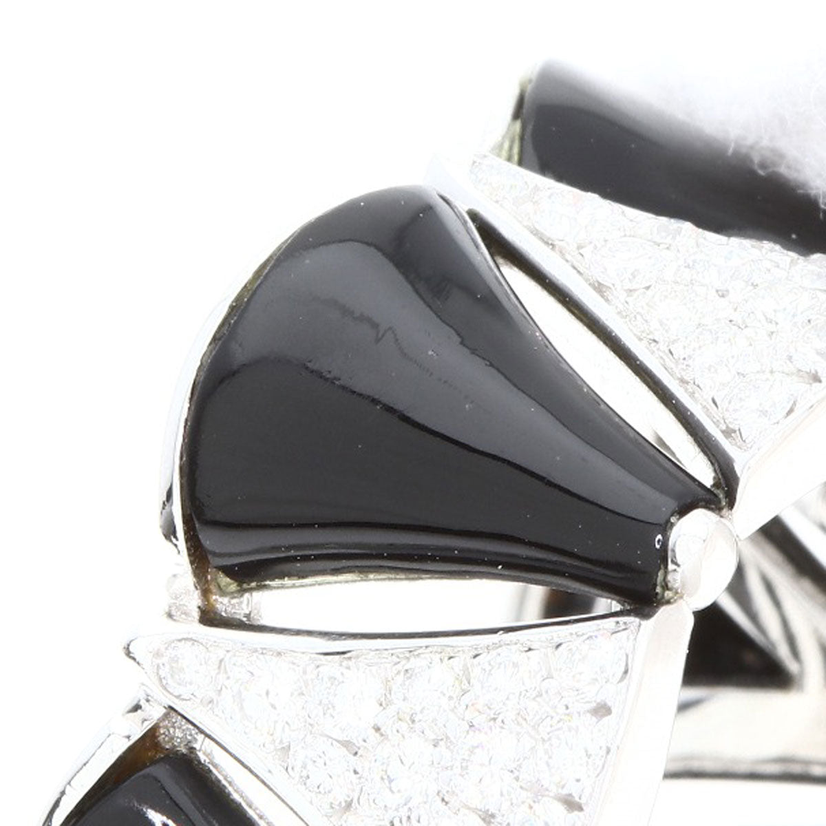 BVLGARI Diva Dream Onyx Diamond #53 Ring K18 White Gold Ladies [Used]