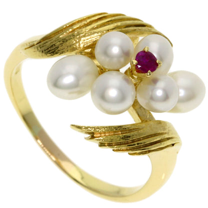 MIKIMOTO Pearl Pearl Ruby Ring K18 Yellow Gold Ladies [Used]