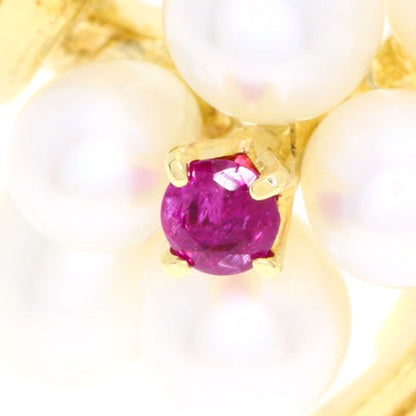 MIKIMOTO Pearl Pearl Ruby Ring K18 Yellow Gold Ladies [Used]