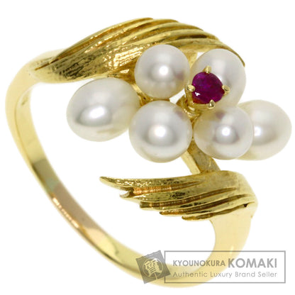 MIKIMOTO Pearl Pearl Ruby Ring K18 Yellow Gold Ladies [Used]
