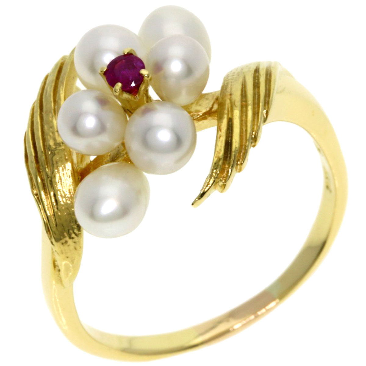 MIKIMOTO Pearl Pearl Ruby Ring K18 Yellow Gold Ladies [Used]