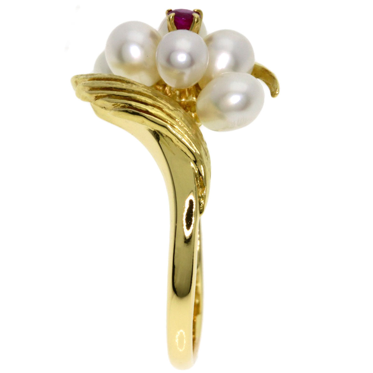MIKIMOTO Pearl Pearl Ruby Ring K18 Yellow Gold Ladies [Used]