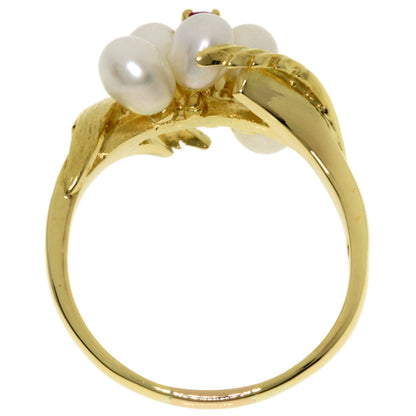 MIKIMOTO Pearl Pearl Ruby Ring K18 Yellow Gold Ladies [Used]