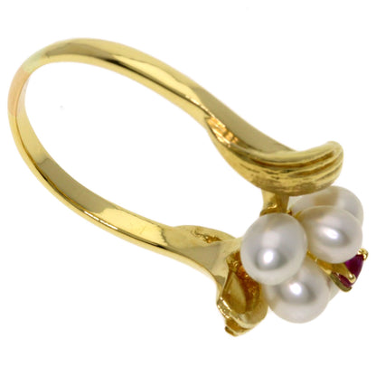 MIKIMOTO Pearl Pearl Ruby Ring K18 Yellow Gold Ladies [Used]