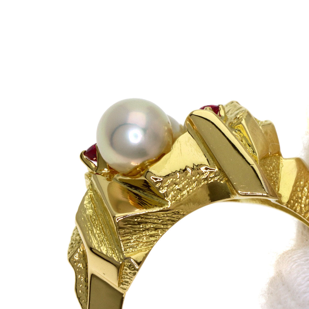 MIKIMOTO Pearl Pearl Ruby Ring K18 Yellow Gold Ladies [Used]