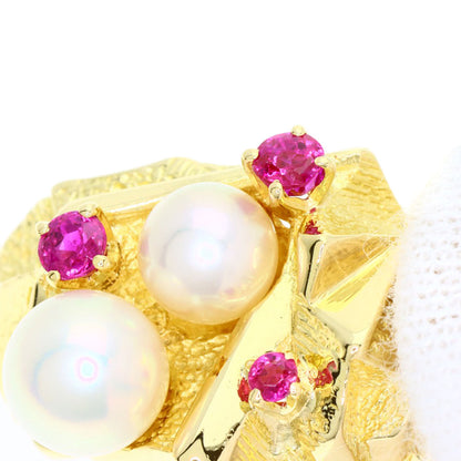 MIKIMOTO Pearl Pearl Ruby Ring K18 Yellow Gold Ladies [Used]
