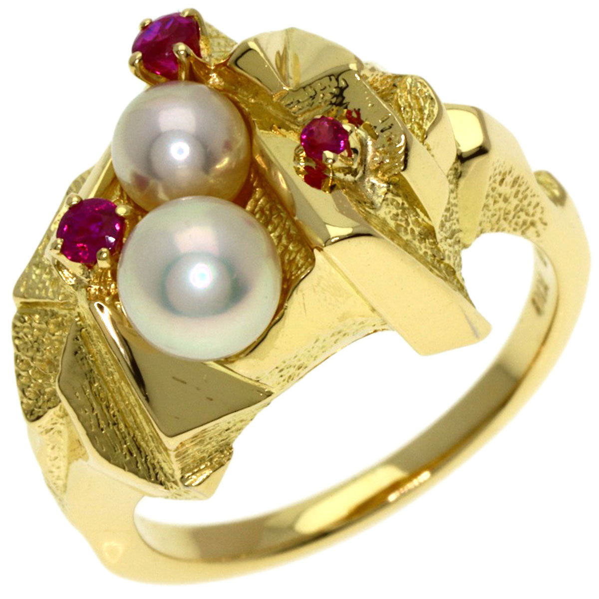 MIKIMOTO Pearl Pearl Ruby Ring K18 Yellow Gold Ladies [Used]