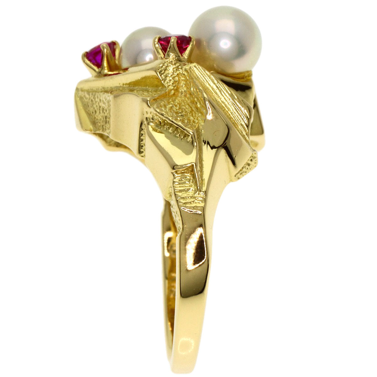 MIKIMOTO Pearl Pearl Ruby Ring K18 Yellow Gold Ladies [Used]