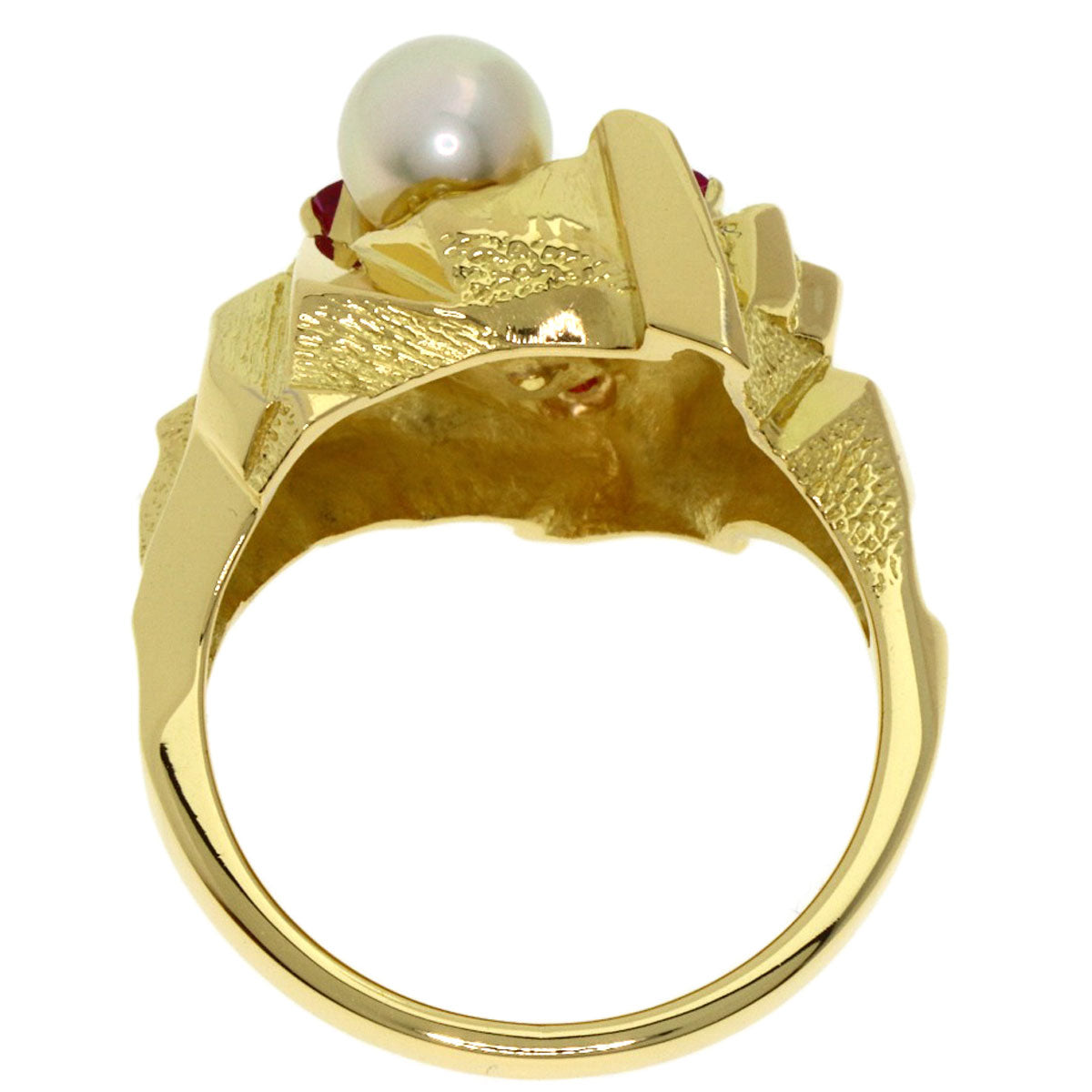 MIKIMOTO Pearl Pearl Ruby Ring K18 Yellow Gold Ladies [Used]
