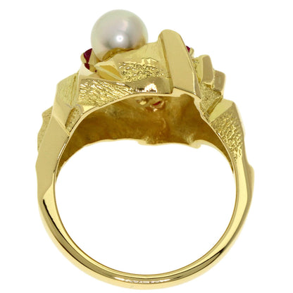 MIKIMOTO Pearl Pearl Ruby Ring K18 Yellow Gold Ladies [Used]