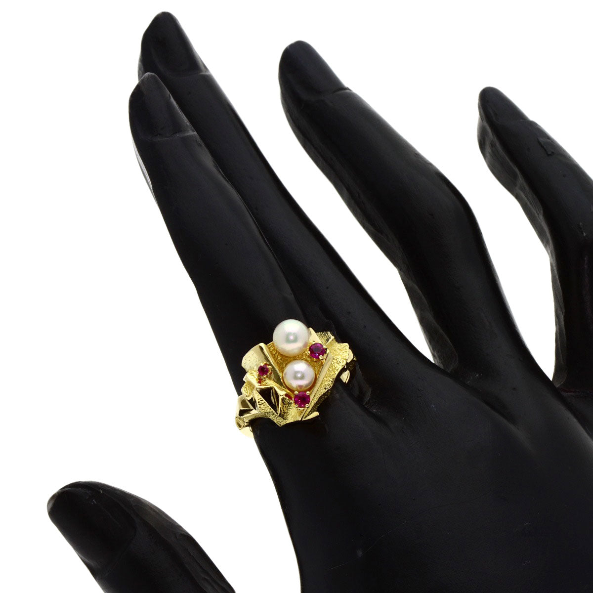 MIKIMOTO Pearl Pearl Ruby Ring K18 Yellow Gold Ladies [Used]