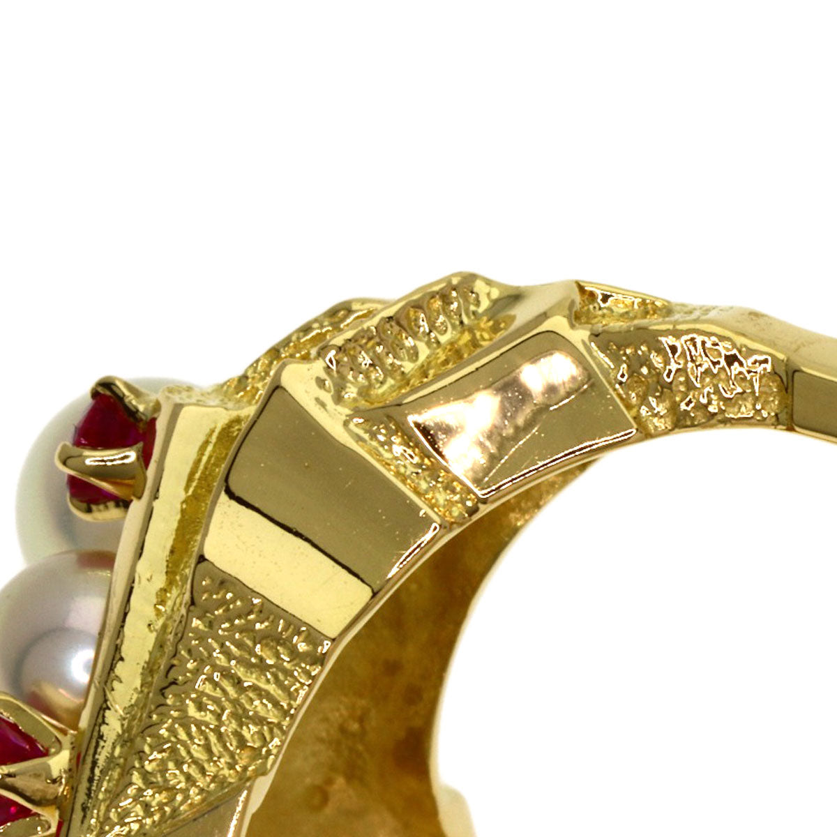 MIKIMOTO Pearl Pearl Ruby Ring K18 Yellow Gold Ladies [Used]