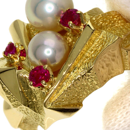 MIKIMOTO Pearl Pearl Ruby Ring K18 Yellow Gold Ladies [Used]