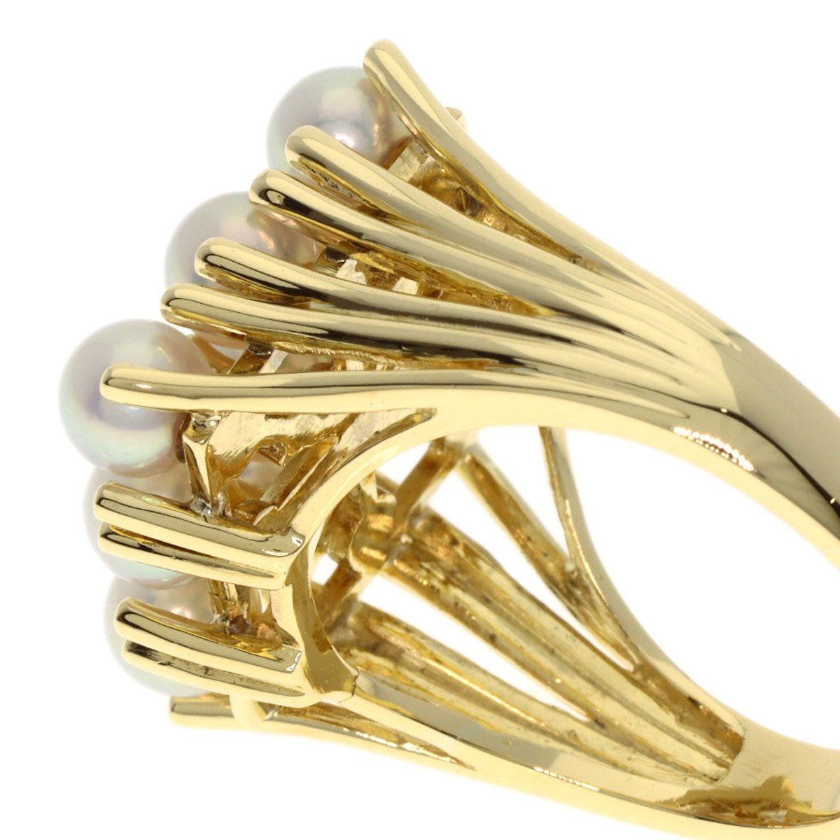 MIKIMOTO Pearl Pearl Diamond Ring K14 Yellow Gold Ladies [Used]