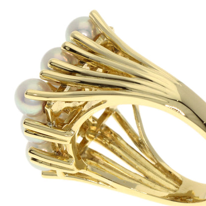 MIKIMOTO Pearl Pearl Diamond Ring K14 Yellow Gold Ladies [Used]